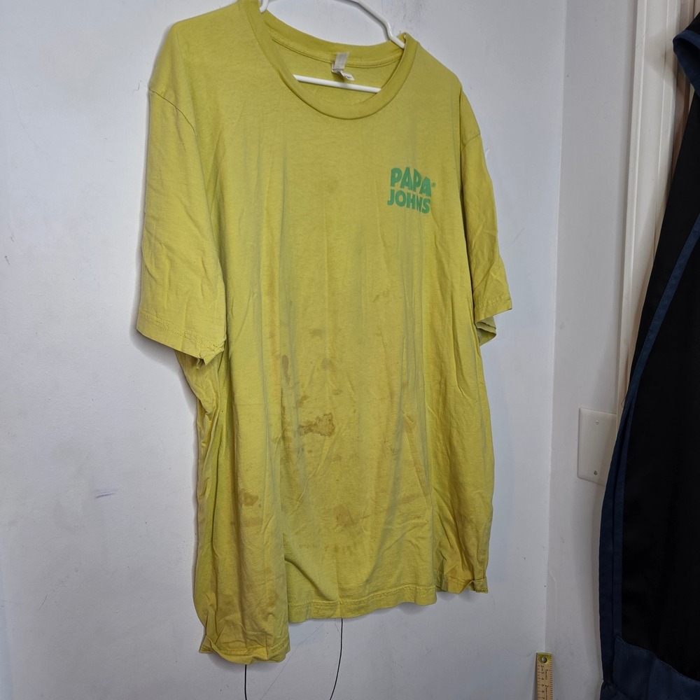 Papa Johns Saucy Graphic T-Shirt Mens 4XL Yellow Bella Canvas Made in USA